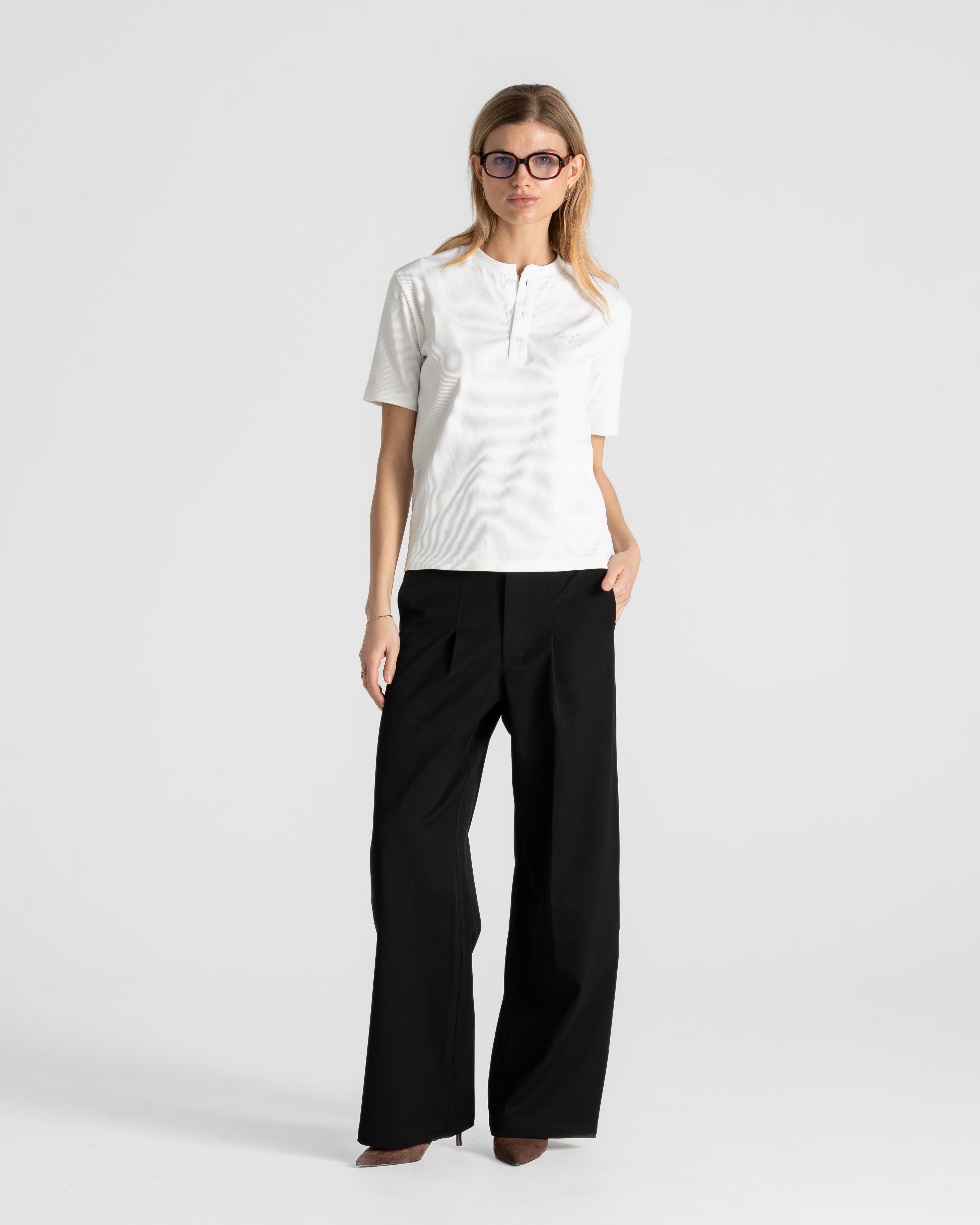 Henley Short Sleeve White dame